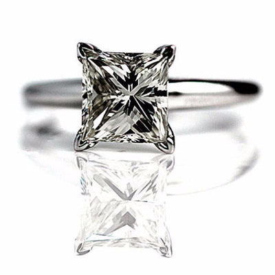 Square Modified Princess Cut Diamond Engagement Ring 2.52 Carat E-VS2