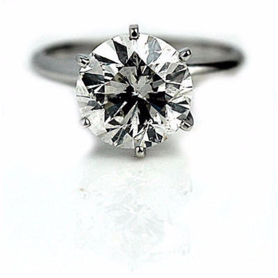 Natural Clarity Enhanced Round Cut Diamond Engagement Ring 3.70 Carat I-SI2