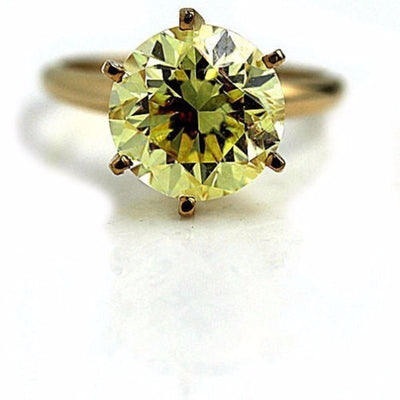 Natural Fancy Intense Yellow 5.20 Ct Diamond Engagement with Clarity Enhancement