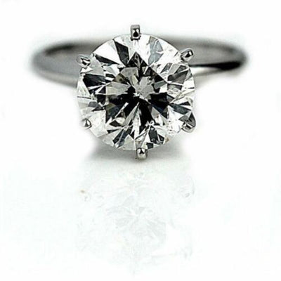 3.58 Carat Round Diamond Engagement Ring with Enhancement