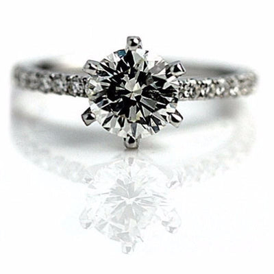 2.61 CT Micro Pave Round Diamond Engagement Ring E-SI1 Clarity Enhanced