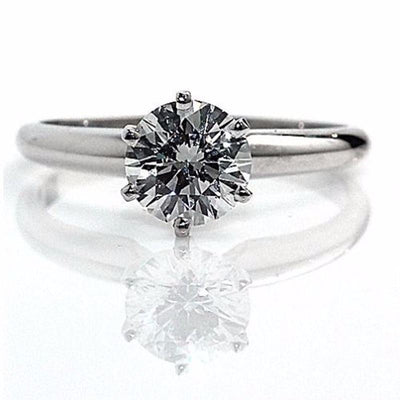 1.39 Carat Round Diamond Solitaire Wedding Ring E / SI1 in 14K White Gold