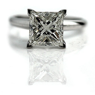 Square Modified Brilliant Princess Cut Diamond 1.83 CT Engagement Ring F/VS2