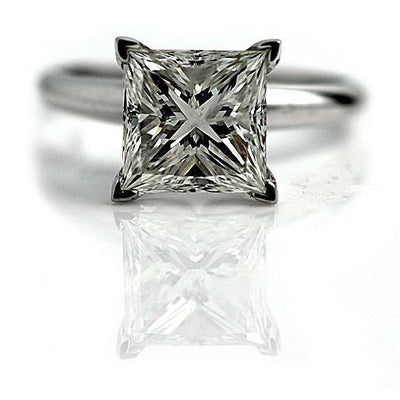 1.81 Carat Princess Cut Diamond Engagement Ring Clarity Enhanced G-H / SI1