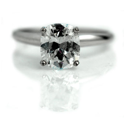 Antique Cushion Cut Diamond Engagement Ring 2.14 Carat D-SI1