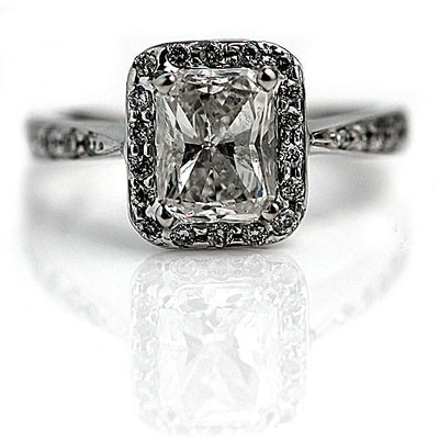 Micro-Pavé Clarity Enhanced Natural 4.09 Ct Radiant Cut Diamond Engagement Ring