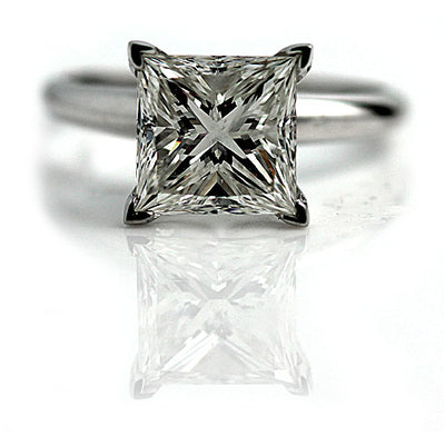 2.61 Princess cut Diamond Square Modified Brilliant Ring