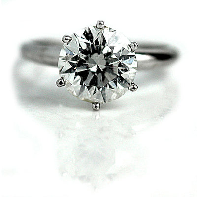 3.09 Ct 6 Prong Solitaire Round Diamond Engagement Ring