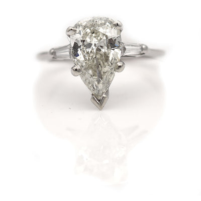 CE Pear Shaped Diamond Engagement Ring 3.02 Ct 
