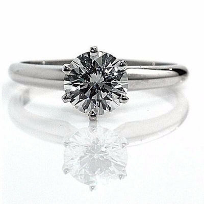 1.00 Carat Round Diamond Engagement Wedding 14K White Gold Ring F - SI1