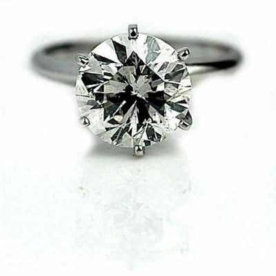 Conflict Free 3.43 Carat Round Diamond Engagement Ring E-SI1